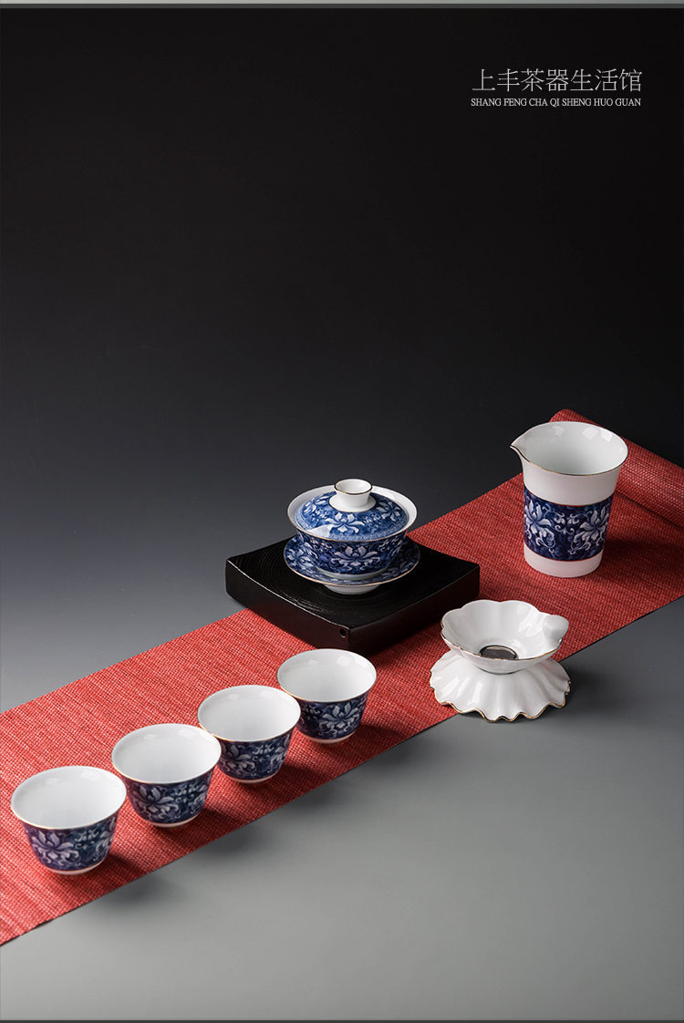 On the an abundant tea white porcelain ceramic fair keller kung fu tea set points of blue and white porcelain tea is tea and tea cup sea large cup