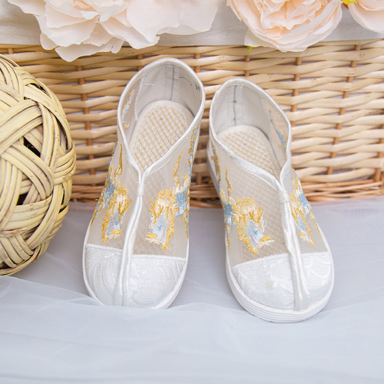 Xizi asked Hanfu shoes girls ancient style super fairy embroidered shoes summer shoes baby girl shoes cloth shoes leather shoes collection