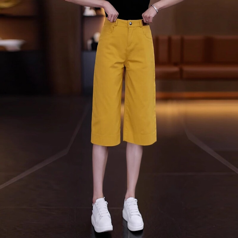 Ginger-Colored Straight-Leg Pants for Women, Summer 2025 New Style, High-Waisted, Loose, Slimming, Thin, Casual Wide-Leg Cropped Pants Ginger-Colored Straight-Leg Pants for Women, Summer 2025 New Style, High-Waisted, Loose, Slimming, Thin, Casual Wide-Leg Cropped Pants