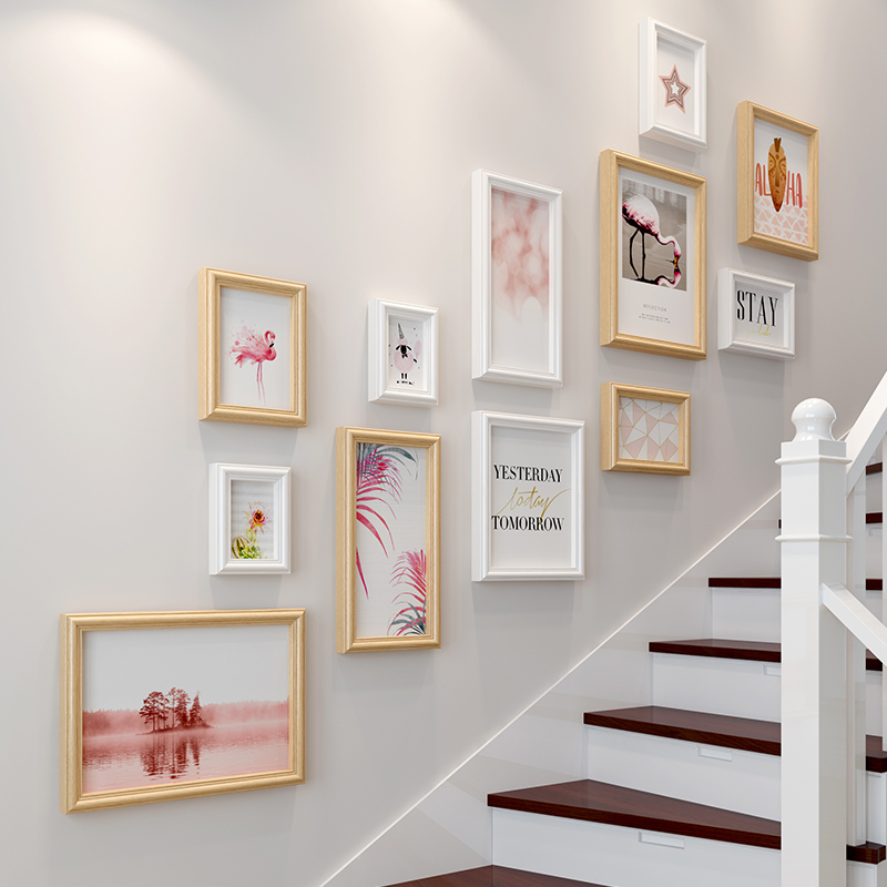 Nordic Stairway Photo Frame Hanging Wall Modern Minimalist Photo Wall Decoration Album Composition Free From Punching Creative Photo Wall-Taobao