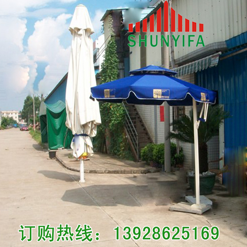 Outdoor 2M aluminum alloy double top single side column side upright umbrella Roman beach courtyard balcony Leisure shading umbrella custom