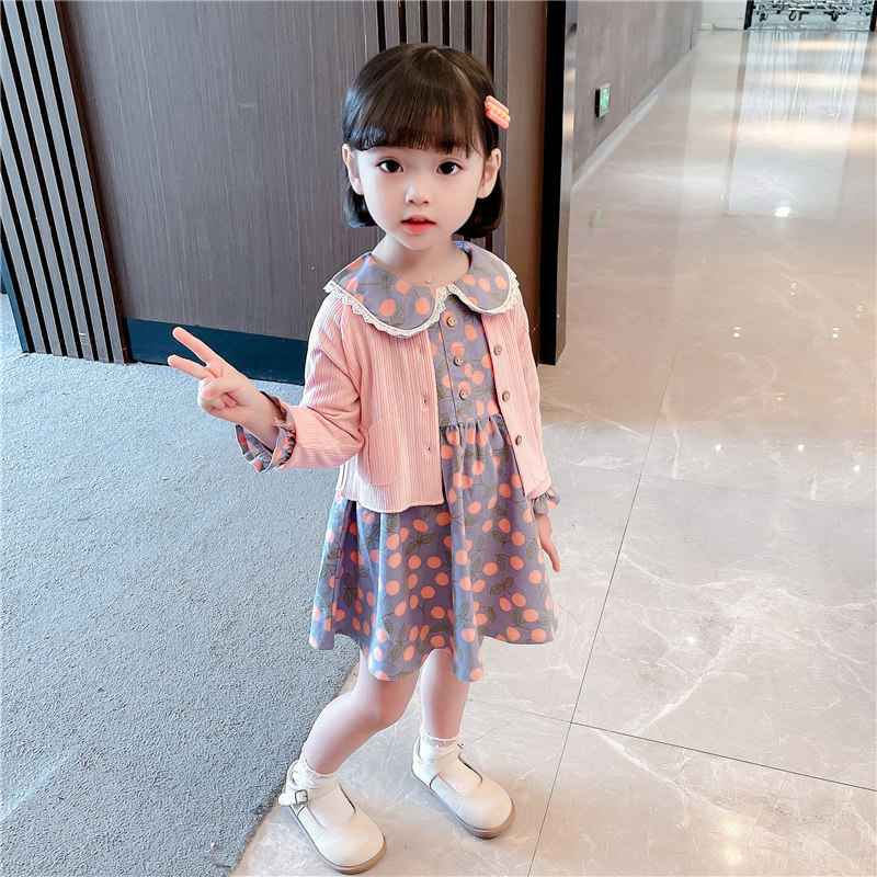 Girls' autumn dress suit dress 2022 spring and autumn net red foreign style fashionable children's suit children's baby princess skirt