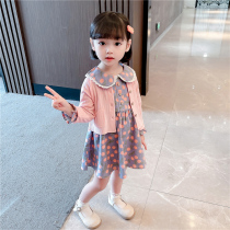 Girls autumn clothing suit one-piece dress 2022 spring autumn net red ocean gas trendy childrens baby princess dresses