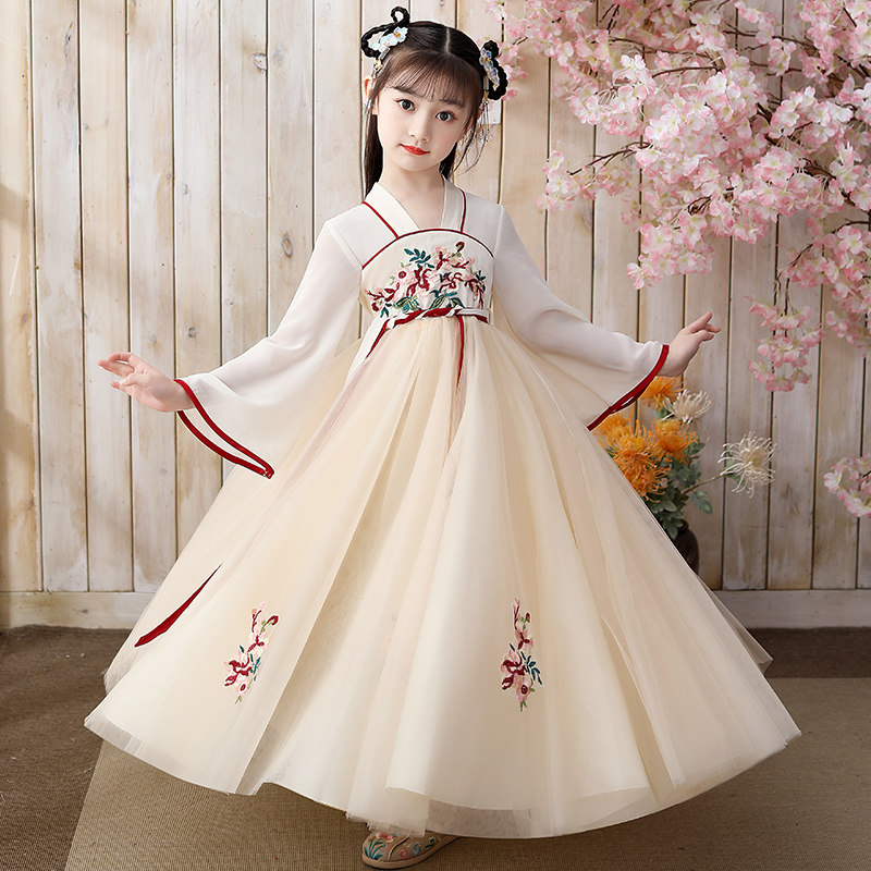 Girls dress summer dress 2022 children's Tang suit super fairy Chinese style dress retro Hanfu children's clothing yarn skirt