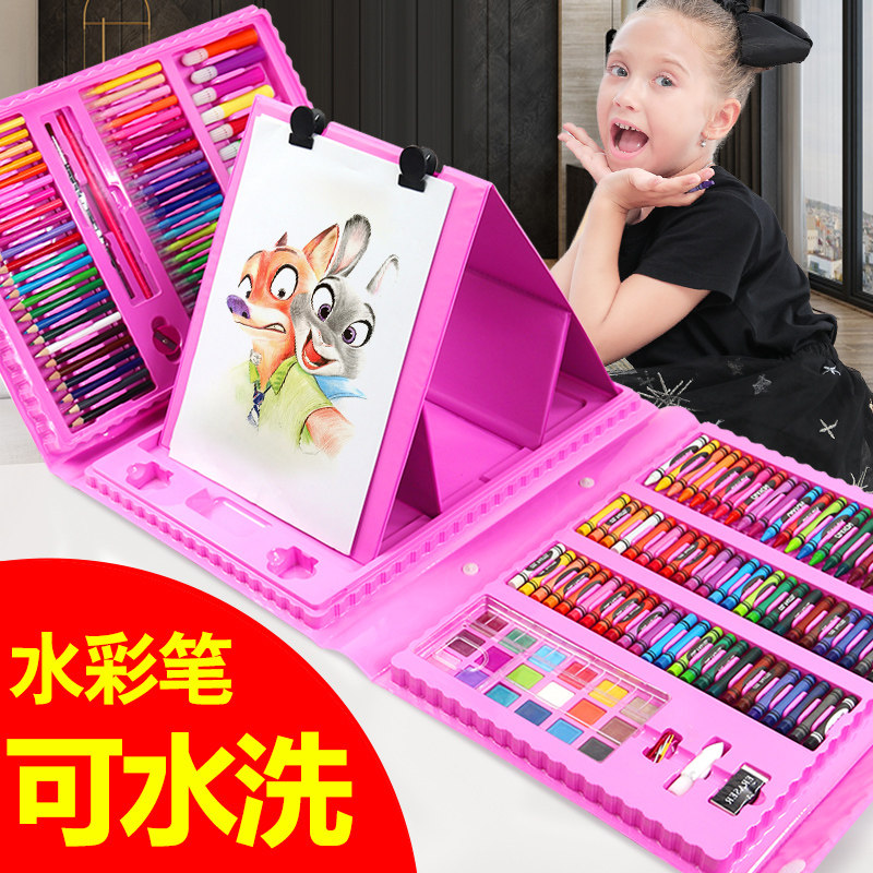 Watercolor Pen Safe Non-Toxic Washable Children's Watercolor Brush Set Elementary School Color Pen Color Pen Kindergarten Color Pen Art Student Crayon 24 Painting Set Baby Paint Brush Tool