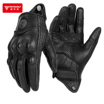 Modo Wolf All-Season Anti-Fall Retro Motorcycle Gloves Genuine Leather Motorcycle Riding Windproof and Warm Autumn and Winter Rider Equipment