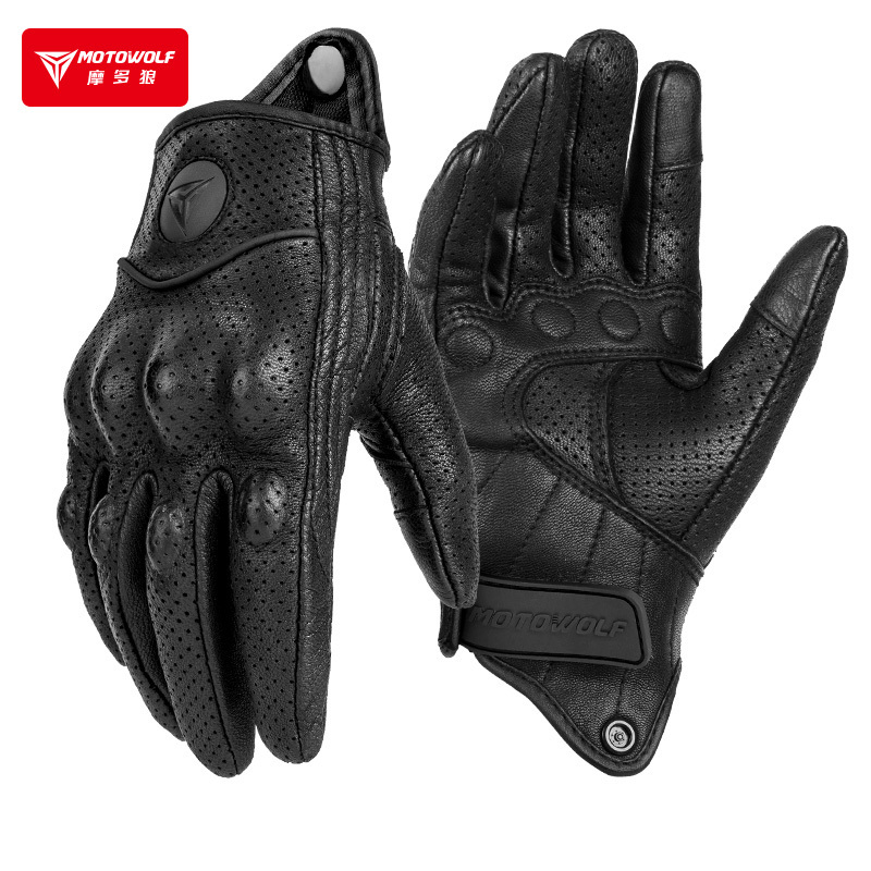 Modo Wolf All-Season Anti-Fall Retro Motorcycle Gloves, Genuine Leather, Winter Warm Riding Gear, Full-Finger Modo Wolf All-Season Anti-Fall Retro Motorcycle Gloves, Genuine Leather, Winter Warm Riding Gear, Full-Finger