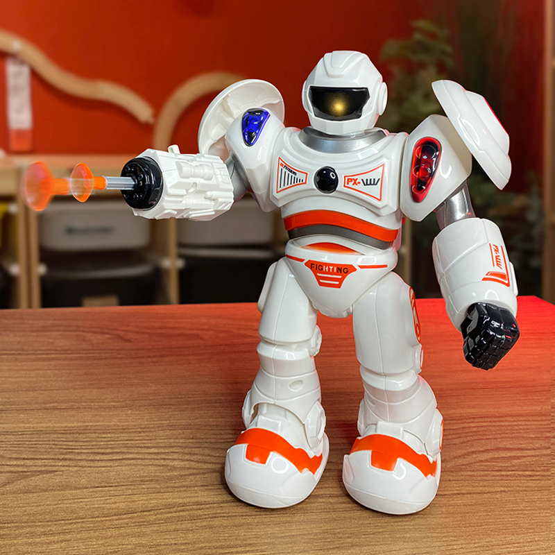 Children's toy electric walk can launch missile robot luminous sound effect space machine A fighter interstellar police officer-Taobao