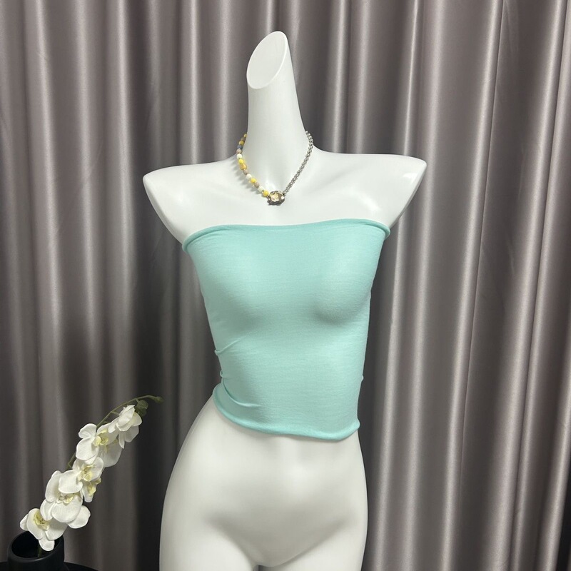 Mint Green Basic Top, High-Elastic Skin-Friendly Fabric, Tight-Fitting Solid Color Tube Top Tank Top