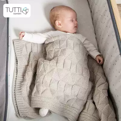 Newborn baby knitted blanket cotton Nordic ins Wind warm coarse wool air conditioning blanket cover four seasons Universal