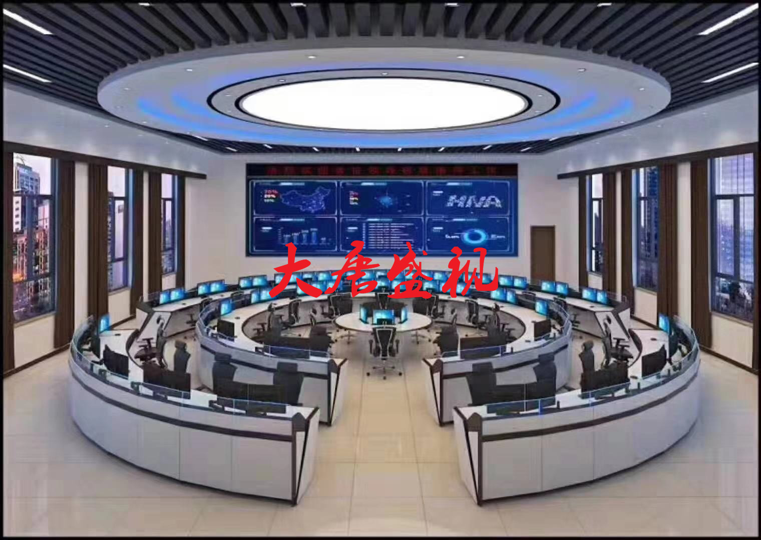 Manufacturers custom computer desk office monitoring console wooden countertop luxury console with back panel edge dispatcher