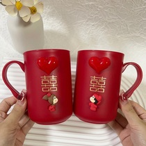 Wedding toothbrush cup set red wedding dowry supplies large brand new couple mouthwash cup dental cylinder