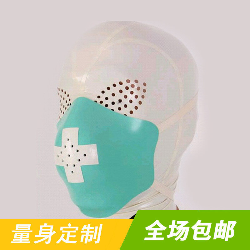Latex headgear adult honeycomb eye latex mask open mesh CD cross-dressing mask headgear full latex clothing
