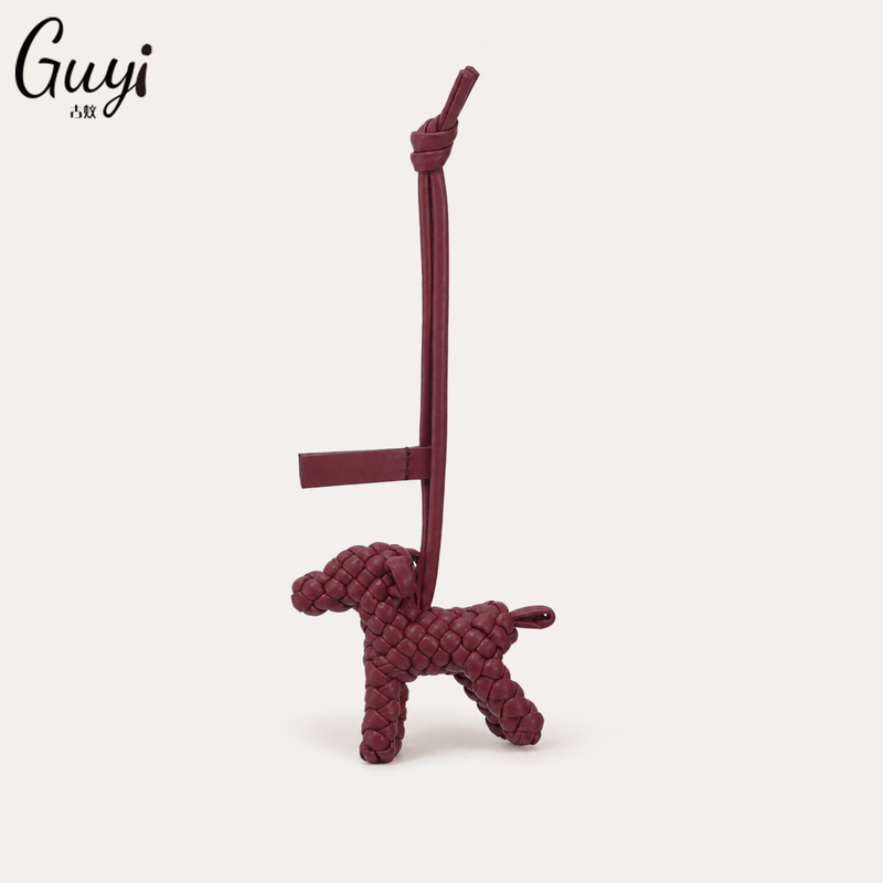 Guyi Is Suitable for Bv (Burberry) Accessories, Dog-Shaped Couple Bag Charms, Handmade Woven Leather Bag Pendants