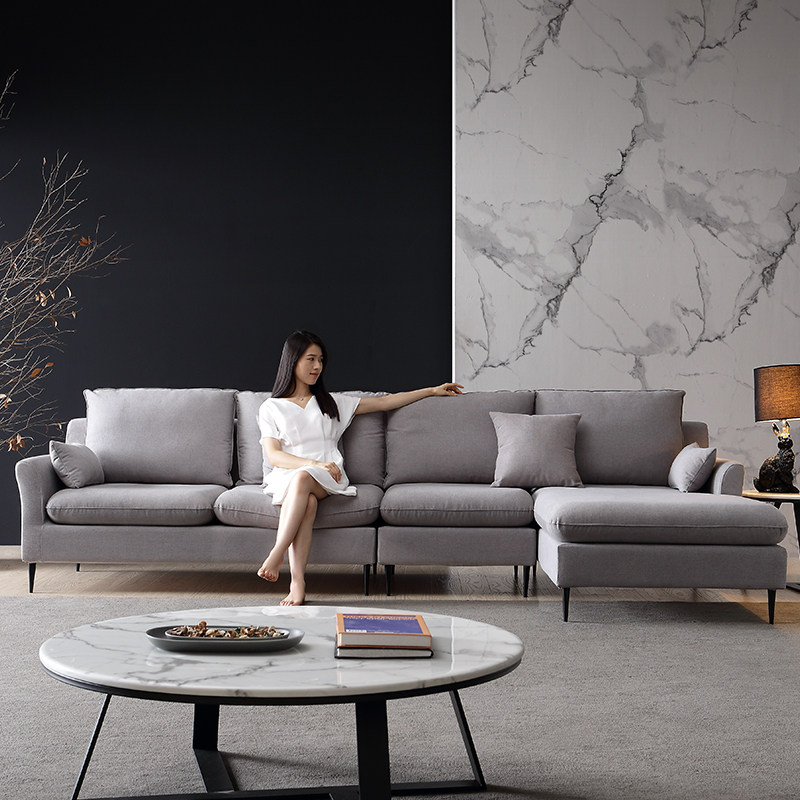 Nordic Italian Minimalist Fabric Sofa Small House Living Room Modern Minimalist Latex Iron Furniture