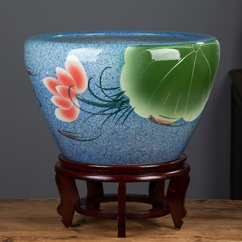 Jingdezhen ceramic water tank goldfish tank lotus pot courtyard feng shui landscaping water lily pot home type living room turtle tank
