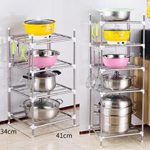 Multi-layer thick stainless steel washbasin holder kitchen floor Shelf shelf home bathroom toilet storage rack