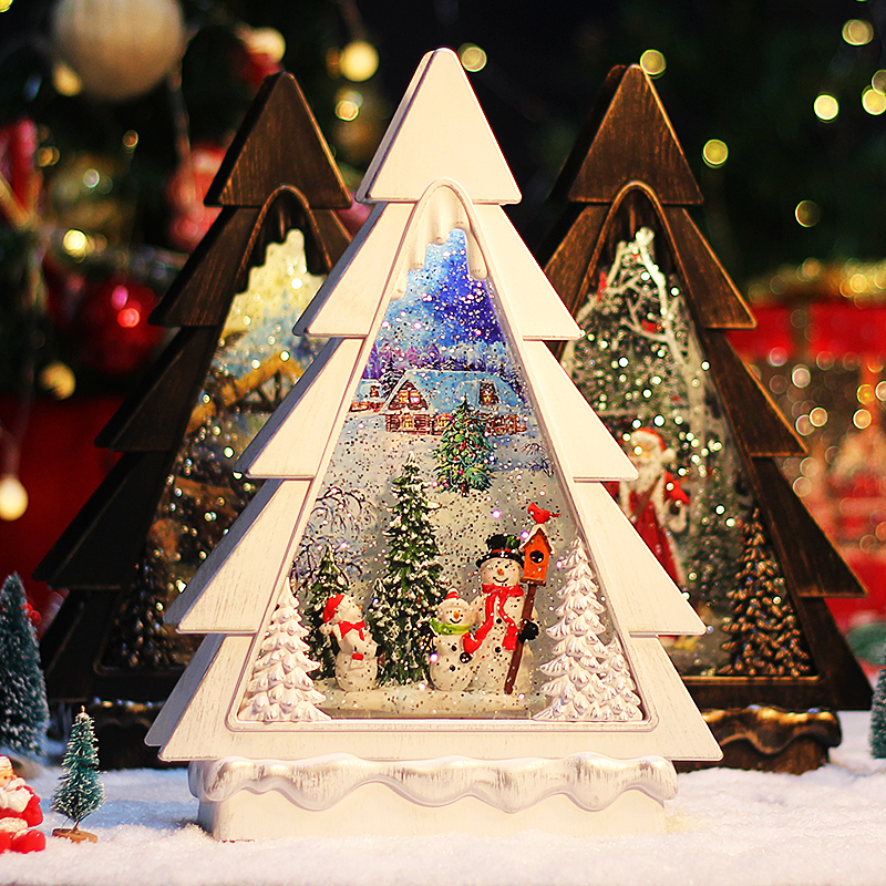Christmas Snow Flower Water Crystal Ball Music Box Birthday Gift for children Girls 8-tone box Creative Tree Pendulum Gift