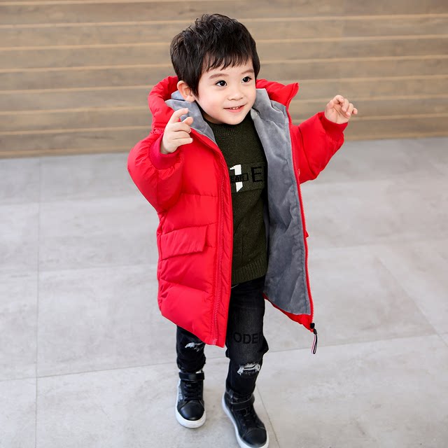 Bobola children's down jacket boys authentic brand tide girls Korean version of the foreign style children's long section baby thickening
