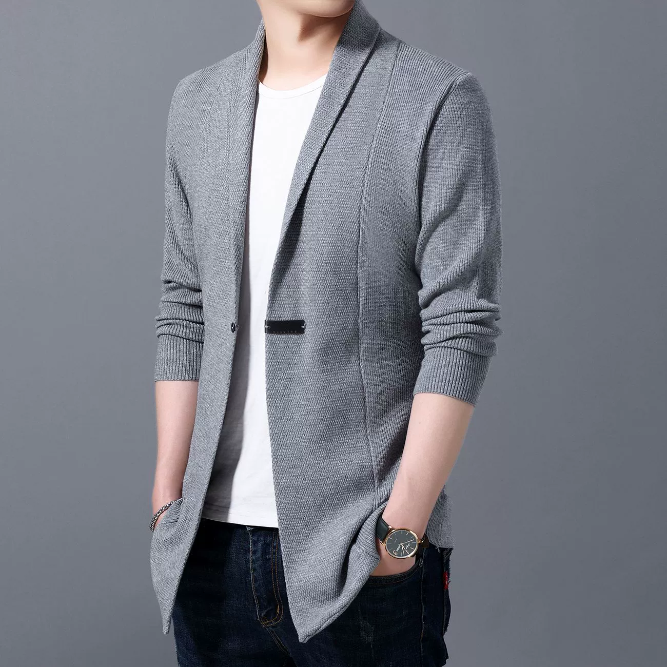 Mùa thu 2019 nam mới đan áo len Trung Quốc phong cách cá tính đẹp trai mặc áo len cardigan áo khoác hợp thời trang thương hiệu Hanfu - Cardigan