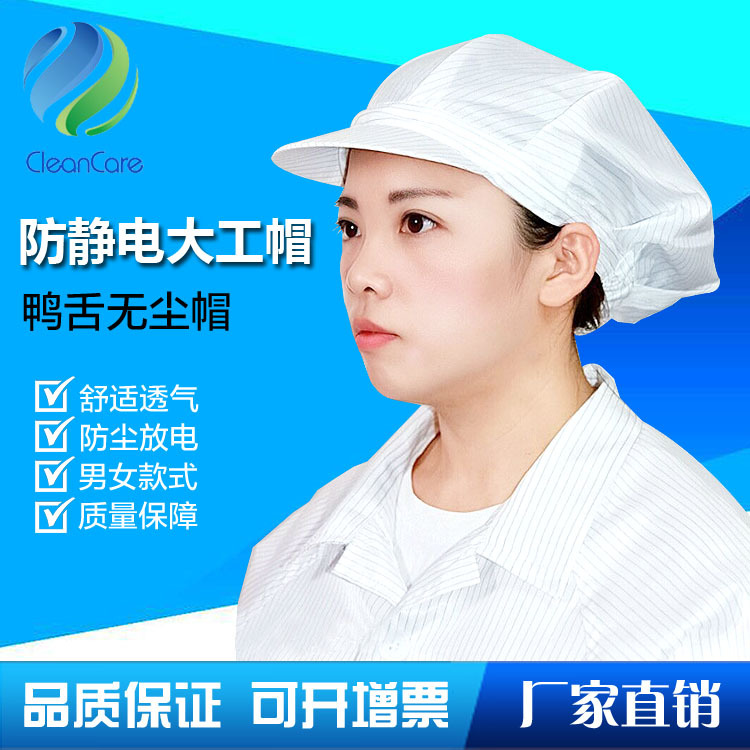 Factory Supply Stripe Grid Antistatic Dust-free Cap Blue White Antistatic Large Working Cap Dust-free Clean Cap