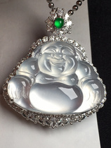 High ice glass jade jade Buddha pendant Myanmar natural a goods from fluorescent rigid Guanyin jade pendant live broadcast