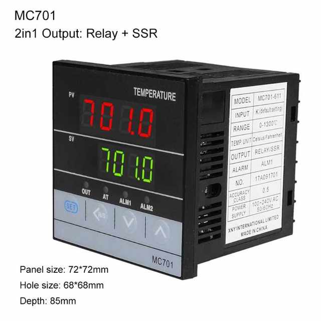 2in1Relay+SSROoutputPIDT ເຄື່ອງຄວບຄຸມອຸນຫະພູມ℃/℉85~265VACforU