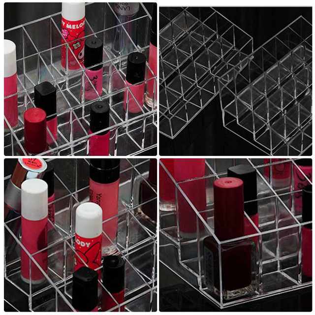 Clear24GridLipstickStandCaseMakeupOrganizerStorageB