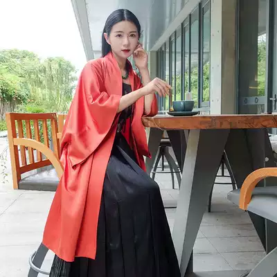 Rosding Hanfu (plum)Imitation silk cotton imitation long dry temple wide sleeve gown spot persimmon color plum sauce dark blue