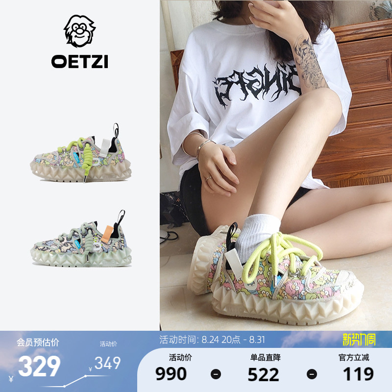 Oetzi Ice Man oz Canvas Shoes for Women, Spring and Summer Ice Mountain Jelly Shoes, Graffiti Ugly-Cute Shoes, ins Trendy Counter Model