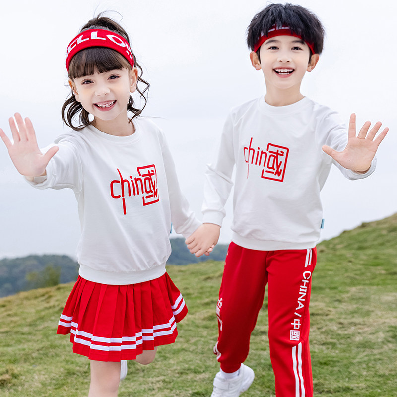 Kindergarten Kindergarten dress suit for primary school dress dress in spring and summer dress Chinese red sportswear leisure children