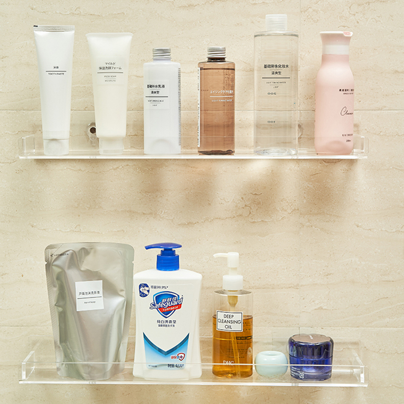 Acrylic No-Drill Bathroom Shelf Storage Rack Toilet Washbasin Shower Wall-Mounted Rack No Nails Required Acrylic No-Drill Bathroom Shelf Storage Rack Toilet Washbasin Shower Wall-Mounted Rack No Nails Required