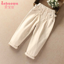 Girls spring and autumn pants outside wearing foreign style 2021 New Children girl children Harlan trousers autumn casual pants autumn
