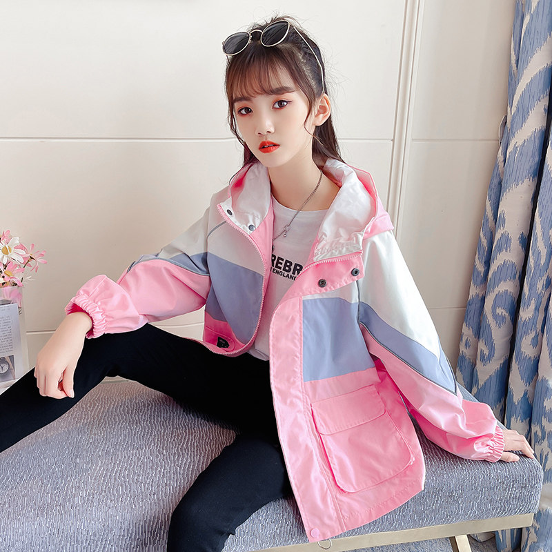 Girls' coats 2021 new autumn clothing explosion style girls' clothing medium and big children's jackets female treasure spring and autumn mid-length windbreaker