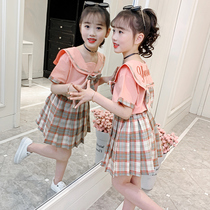 Girl set summer 2021 new childrens clothing foreign style Net Red Girl Princess college style dress two-piece tide