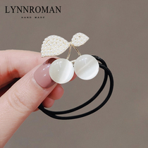 LYNNROMAN Korea New Imitation Cat Eyewear Hair Rope Lady Cute Cherry head rope rubber band Hair Ring Zou Hair Accessories