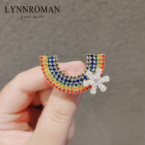 Brooch cute Japanese rainbow tide imitation Crystal temperament anti-light buckle personality cardigan pin suit accessories