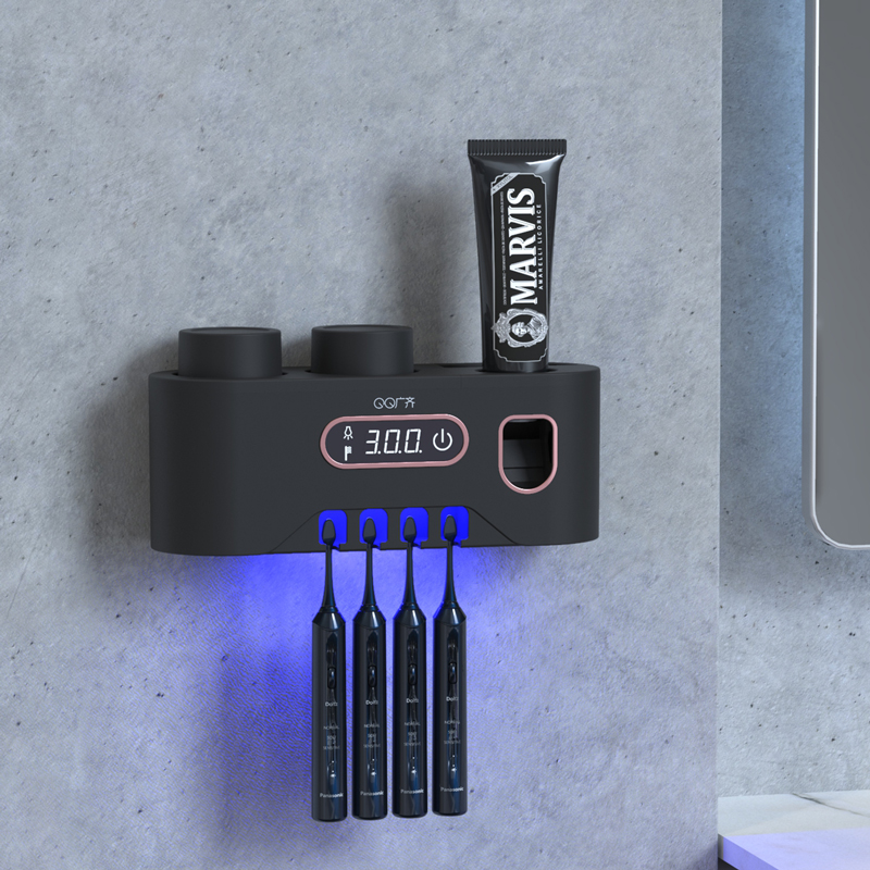 UV toothbrush sterilizer suction wall-mounted Philips germicidal perforated intelligent drying toothbrushing cup shelf