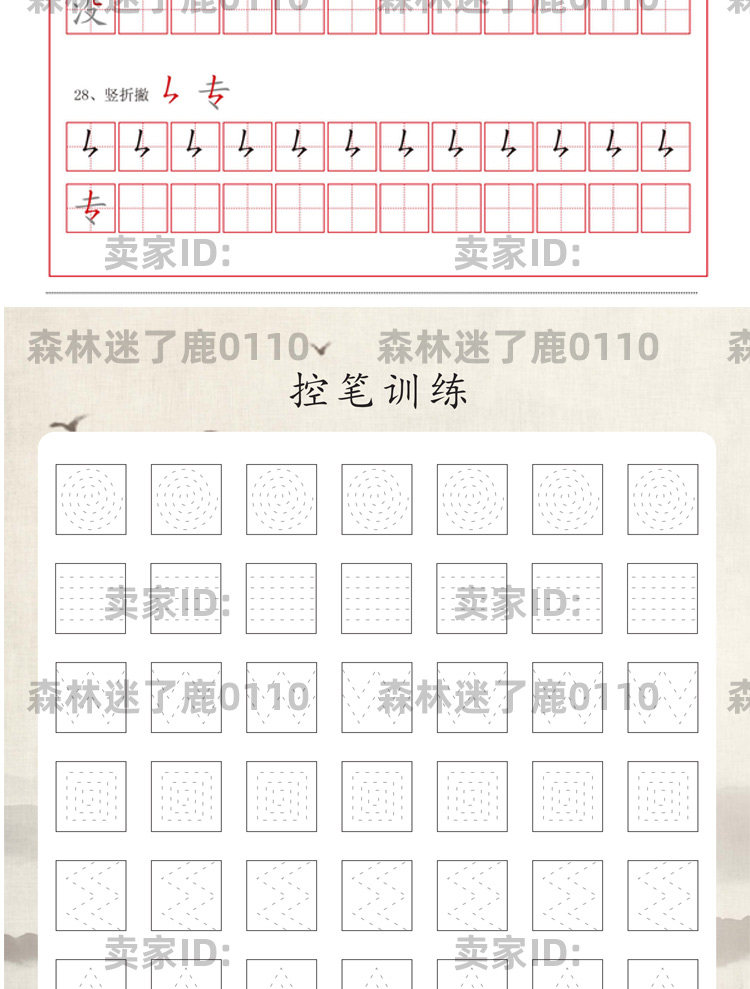 正姿控笔画训练习书法硬笔字帖pdf基础模板图片形初学电子版打印