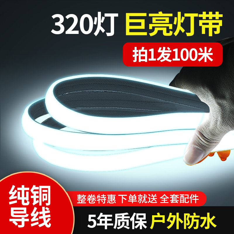 Super bright led light with white light 220v home living room ceiling outdoor waterproof project lighting decoration soft light strip