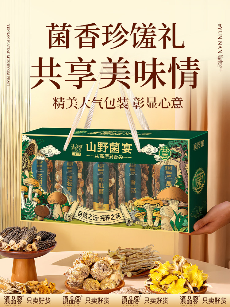 Legend of Fungi: Yunnan Wild Mushrooms, Mountain Treasures, New Year Gift Box, Dried Morel Mushrooms for Soup, Gift for Elders and Meeting Parents