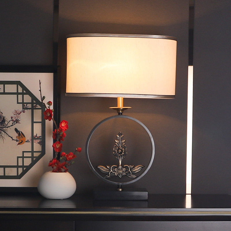 New Chinese-style all-copper table lamp living room study bedroom bedside lamp classical light luxury Chinese Fengshen flower Zen table lamp
