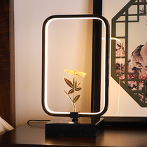New Chinese table lamp Bedroom bed head lamp pure copper Home Creative minimalist modern zen Dragonfly Living Room Table Lamp