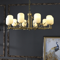 New Chinese all-copper chandelier Living room Modern simple dining room Bamboo Zen tea room Retro bedroom Chinese style lamps