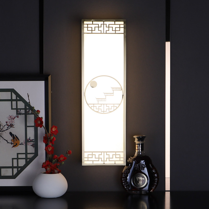 New Chinese-style wall lamp strip full copper marble light luxury high-end living room decoration TV background wall lamp bedroom bedside lamp