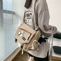 Postman canvas bag female messenger bag large bag college student class bag summer ins shoulder large capacity canvas bag