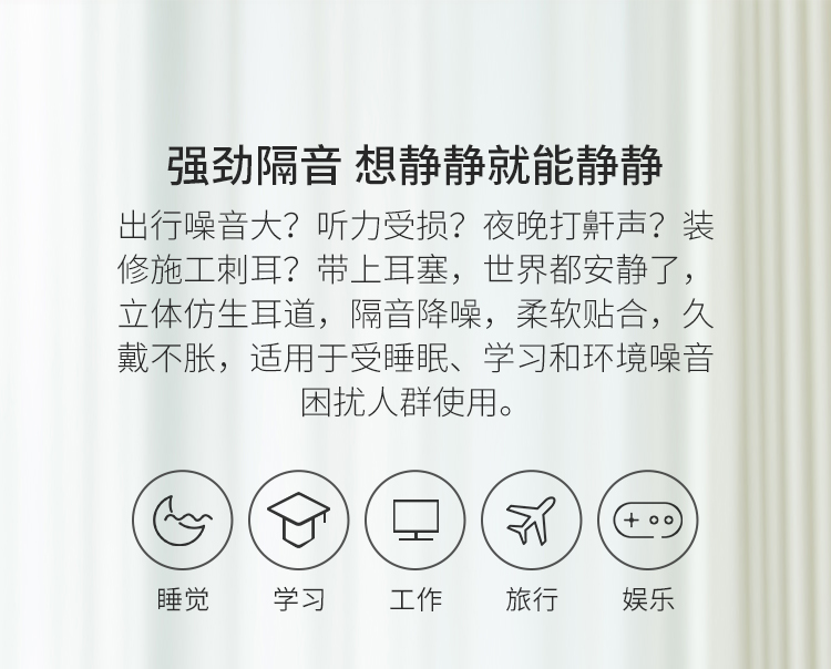 小米生态链  佐敦朱迪 可水洗双频降噪隔音耳塞 睡眠神器 图4