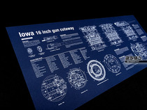 Second battle suit Iawa battleship 16-inch main gun blueprint profile structure poster decorative painting