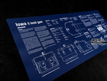 World War II U.S. Army Iowa Yi Ahua 5-inch secondary gun structure wall chart poster decorative painting