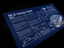 World War II Soviet Union IS-2 Heavy Tank Drawing Blueprint Poster Decorative Painting